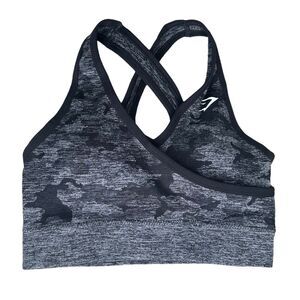 Gymshark Sports Bra Black Camo XS